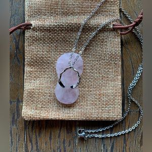 Rose Quartz Necklace Cute Rose Quartz Pendant Genuine Rose Quartz Pendant